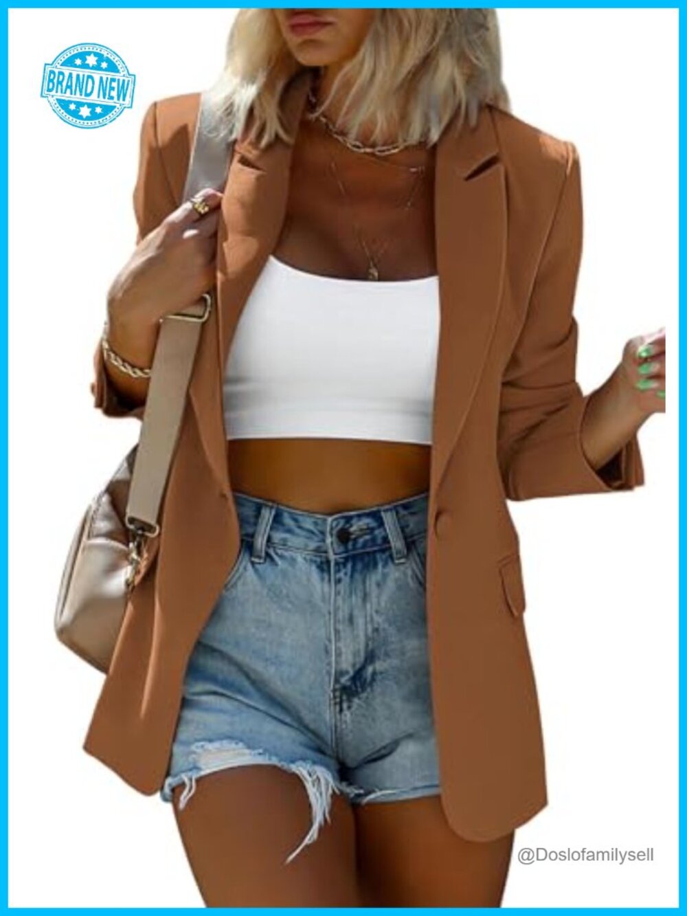 Womens Oversized Lightweight Blazer Padded Shoulder Business Casual Work